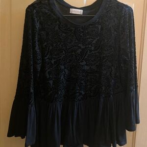 Altar'd State Elegant Black Velvet Blouse